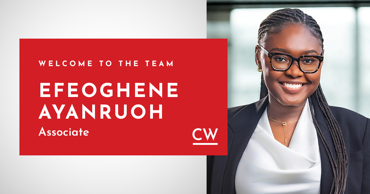 Efe Announcement Couch White welcomes Efeoghene Ayanruouh to the firm