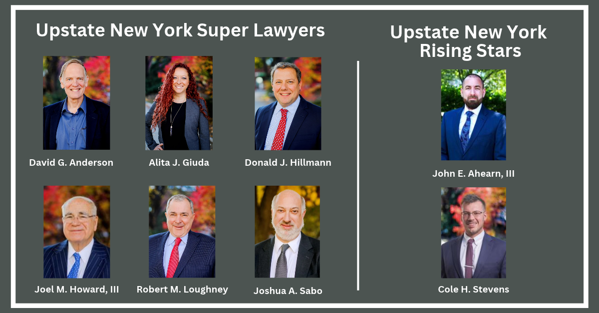 Photos of the eight Super Lawyers from Couch White, LLP